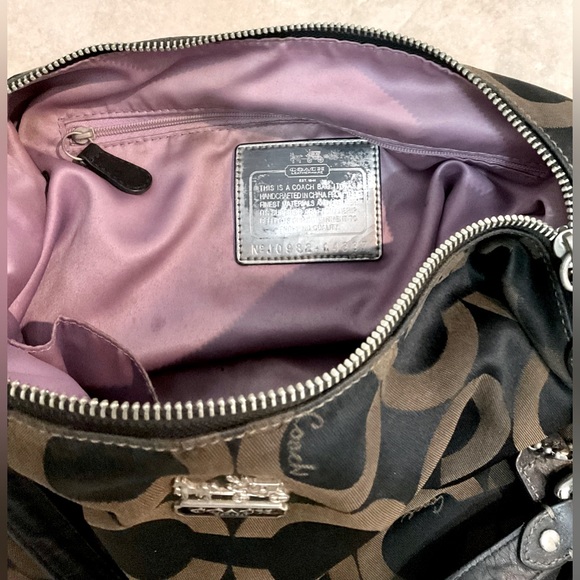 Coach Madison Op Art Satin Hailey Brown Shoulder Bag 14337 - Picture 7 of 7